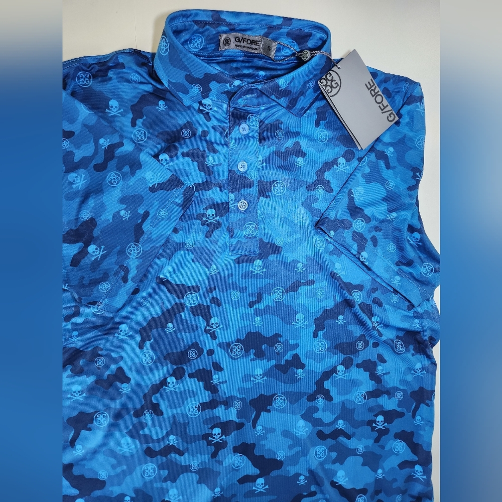 G/FORE Performance Fabric Camo Skulls & Tees Slim Fit Polo Golf Shirt Small NWT